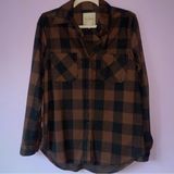 Casa Cabana Size M Brown Black Plaid Flannel Shirt Shacket Size M Photo 0
