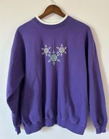 Vintage 90s Christmas winter sweater snowflake m&c sportswear 80% cotton Purple Size L Photo 0