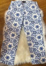 Talbots Heritage Crop Pants Blue Porcelain Mosaic‎ Womens Sz. 8 Photo 0