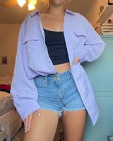 Denim & Co Purple Button Up  Photo 0