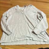 Gray V-Neck Long Sleeve Top Photo 0
