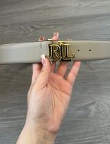 Gray/Tan Gold Logo Belt Photo 0