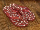 Coach Abigail Red Floral Flip Flops Sz 5-6 Photo 0