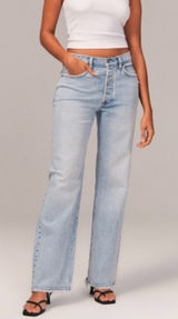 Abercrombie & Fitch 90s Baggy Low Rise Curve Love Blue Jeans Photo 0