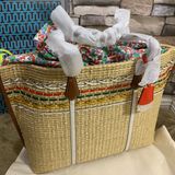 Authentic TORY BURCH Straw/Leather Oversized tote Photo 0