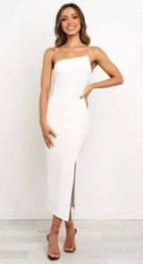 Petal & Pup Zahra White Midi Side Slit Dress 4 Photo 0