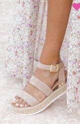 PinkLily Annika Taupe Platform Wedge Photo 0