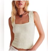 FREE PEOPLE - Love Letter Cami Ivory/Cream Smocked Tank Top Sz M/L Photo 0