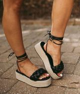 These Three Boutique Black Braided Espadrilles  Photo 0