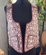 Free People  Kenzie Brown Floral Quilted Open Front Vest Photo 0