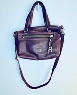FOSSIL Purse brown leather key bag Zipper Closure Photo 0