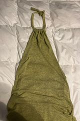 Halter Neck Backless Dress Green Photo 0