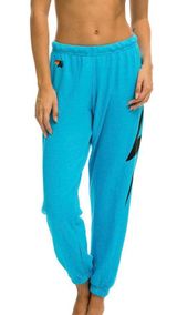 Neon Blue Lightweight Bolt Sweatpants Photo 0