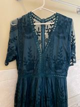 Green Maxi Short Sleeve Lace Dress Size L Photo 0