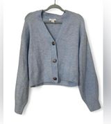 H&M Light Blue Cropped Cardigan Sweater | Size Small | Soft Knit Button-Up Photo 0