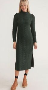 Marine Layer Olina Long Sleeve Donegal Sweater Midi Dress Green Gables Small NWT Photo 0