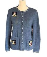 Breckenridge Vintage Christmas 80’s embroidered Snowman Sweater  Cardigan Photo 0