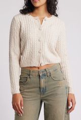 All in Favor Cable Knit Cardigan Sweater Photo 0