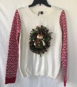 Love by Design Ugly Christmas Holiday Snowman Wreath Sweater Photo 0