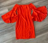Venus Orange Off The Shoulders Dress Photo 0