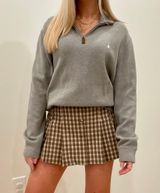 Vintage Polo Ribbed Embroidered Quarter Zip Collared Sweater in Light Gray Photo 0