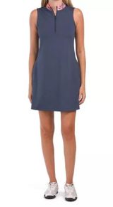 Golf Sleeveless 1/4 Zip Athletic Dress Tennis Pickleball Navy Blue Photo 0