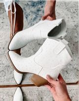 Ivory Beaded Cowboy Ankle Boot Photo 0