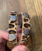 Rustic Cuff Macy Double Wrap Cheetah Print with Silver Photo 0