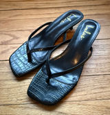 Lulus Kitten Heel Thong Sandals Black Photo 0