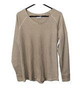 Columbia Womens Tan/Cream Waffle Knit Long Sleeve Shirt, XL Photo 0
