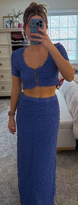 Blue Two Piece Skirt Set  Photo 0