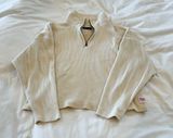 Thrills Hiatus Waffle 1/4 Zip Pullover in Beige Size XS Photo 0