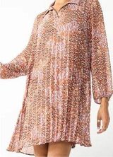 Nine West Georgette Collar Pleated Feather A-Line Shift Shirt Dress Photo 0