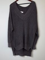 Aerie Charcoal V-Neck oversized pullover sweater woman sz XL Photo 0