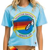 Aviator Nation Signature boyfriend Tee Venice, CA California short sleeve blue Photo 0