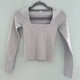 Good American  Ribbed Square Neck Long Sleeve Top Photo 0