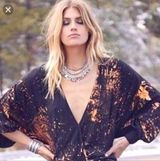 Blue Life Metallic Black Low Cut Wrap Top Photo 0