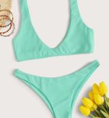 SheIn Solid top with cheeky Bikini bottoms Photo 0