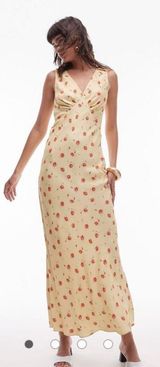 Topshop butter yellow v neck midi length slip dress Photo 0