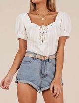 Showpo Lace Up White Top Photo 0