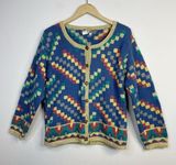 The Territory Ahead Vintage Y2K Chunky Knit Cotton Geometric Cardigan Sweater XL Photo 0