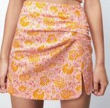 Paisley Pink Linen Mini Scrunch Skirt Photo 0