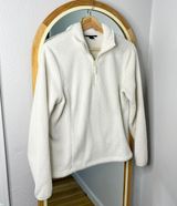 Lands End white fuzzy quarter zip Photo 0