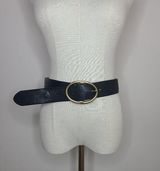 Banana Republic  Black Italian Leather Floral Embossed Brass Buckle‎ Belt Size S Photo 0