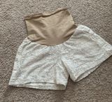 Motherhood Maternity Cream Lace Shorts Photo 0