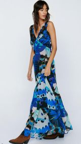 Nasty Gal  Satin Butterfly Maxi Dress Photo 0