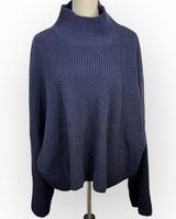 Topshop Drop shoulder Pullover Mock Neck Oversized Sweater Blue Size L US 12 Photo 0