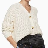 Women’s XXL Popsugar Long Sleeve Knit Cardigan Sweater Cream / Off White Photo 0