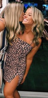 Molly green Pink leopard Mini Dress Photo 0