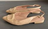 Nordstrom  Весса Pointed Toe Slingback Leather Flat Buckle Accent Tan Size 8 Photo 0